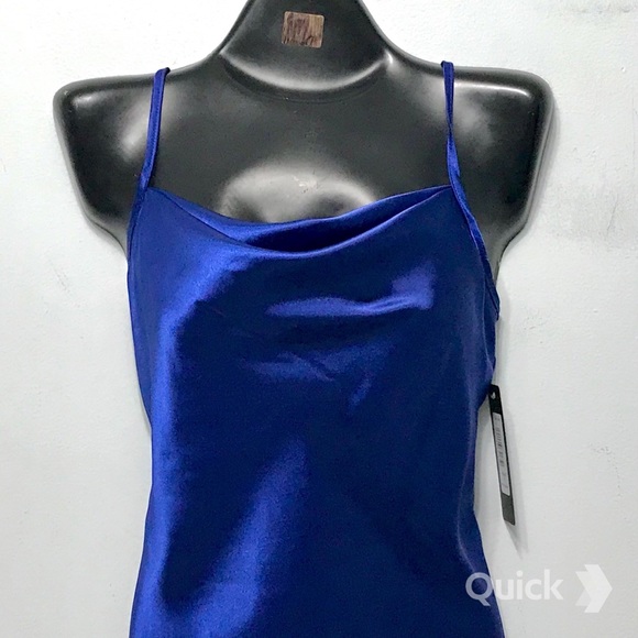 S - NWT Bebe Royal Satin Slip Midi Dress - Picture 6 of 11